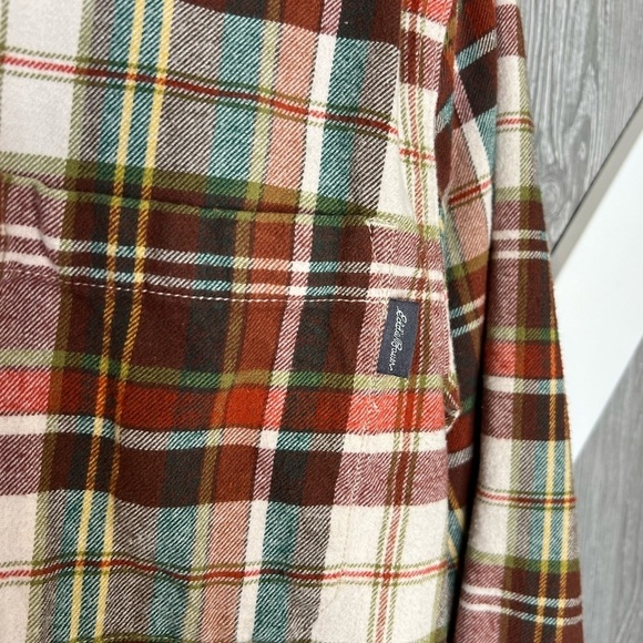 288. EDDIE BAUER Bristol Men's Flannel Shirt in Rust Plaid M - Picture 11 of 11